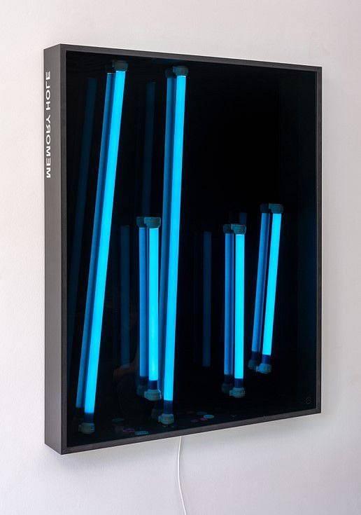 Felix Kultau
Memory Hole, 2020
MDF glass, aluminum, LED, plastic, 50 x 40 x 5 1/2 in.