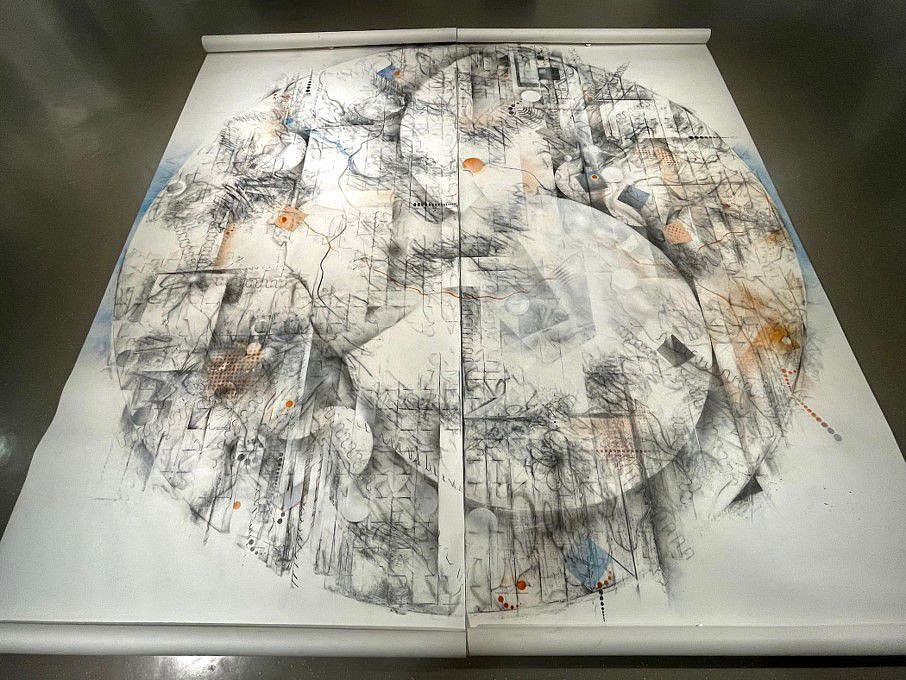 Ian Andrews
Reality is not what it seems, 2022
pen & ink, graphite, spray paint on paper, 118 x 118 in.