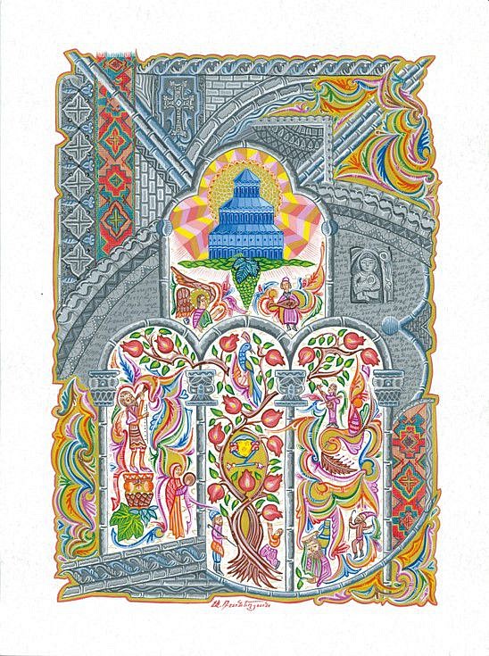 Armen Daneghyan
Zvartnots, 2019
tempera, gouache, watercolor on paper, 15.7 x 15.7 inches