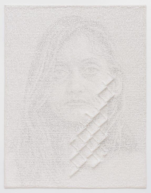 Ben Durham
Betty (text), 2019
graphite text on handmade paper and steel chain-link fence, 37 x 28 in.