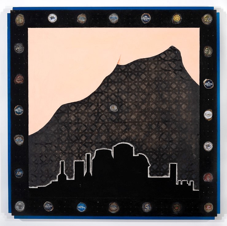 Anne Minich
My Philadelphia III, 2022
oil on wood/found bottlecaps/graphite, 24 3/4 x 24 3/4 in.