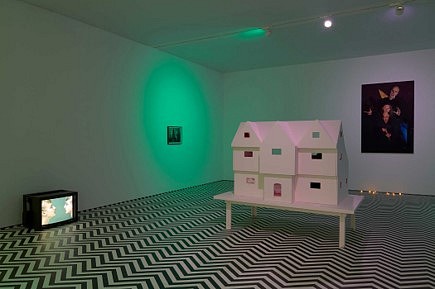 Sue de Beer
Witch House; "My Head Is a Haunted House" Sadie Coles Gallery, London, 2019
paint, plywood, animals (plaster, fur, glitter), 4' x 8' x 5'