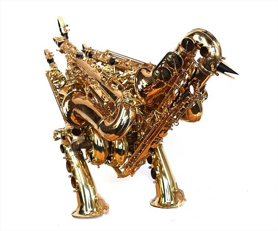 Willie Cole
Yard Bird, 2024
saxophone assemblage, 30 x 13 x 40 in.
