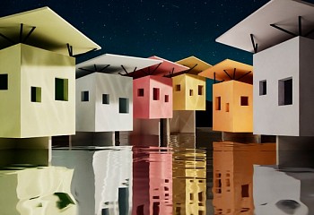 James Casebere -&nbsp;Beach Huts (Night)